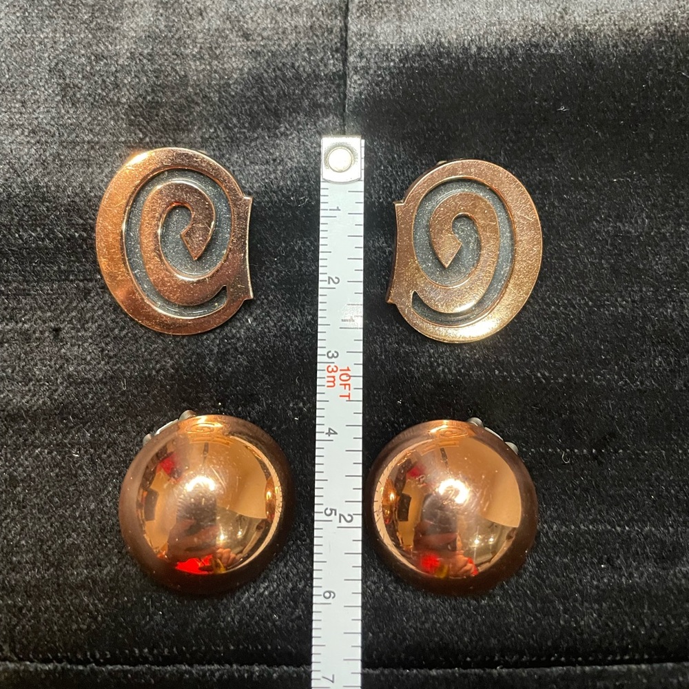 RENOIR Solid Copper Earrings - Vintage Clip-On, Unique pieces